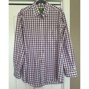 Forsyth of‎ Canada Button Down Mens Med. Purple/White Checks No Iron Long Sleeve